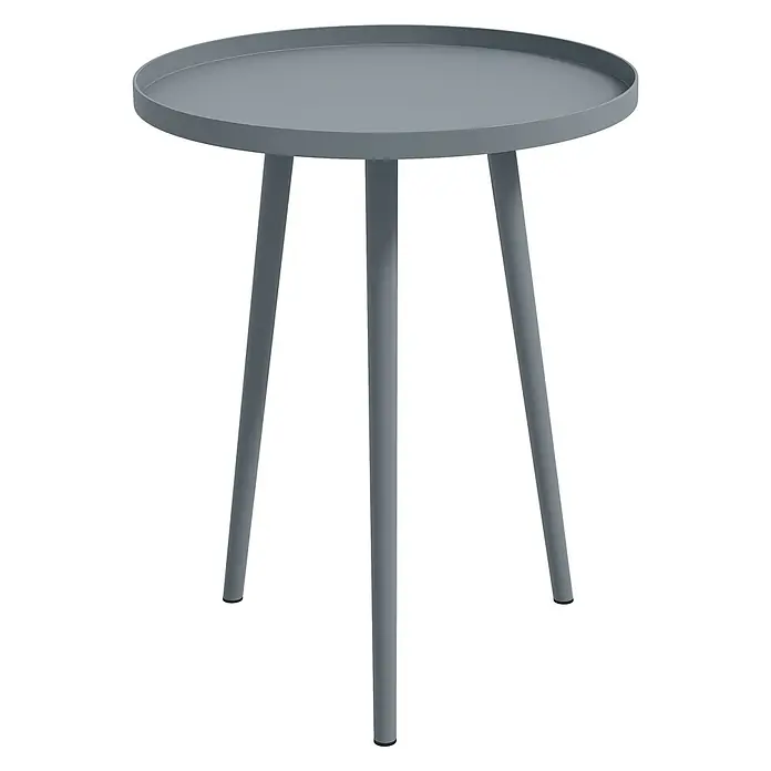 Outsunny Garten-Beistelltisch rund - Ø x H: 40 x 50 cm, Stahl, Grau - Runder, grauer Metall-Beistelltisch mit Tablettplatte und drei konischen Beinen.