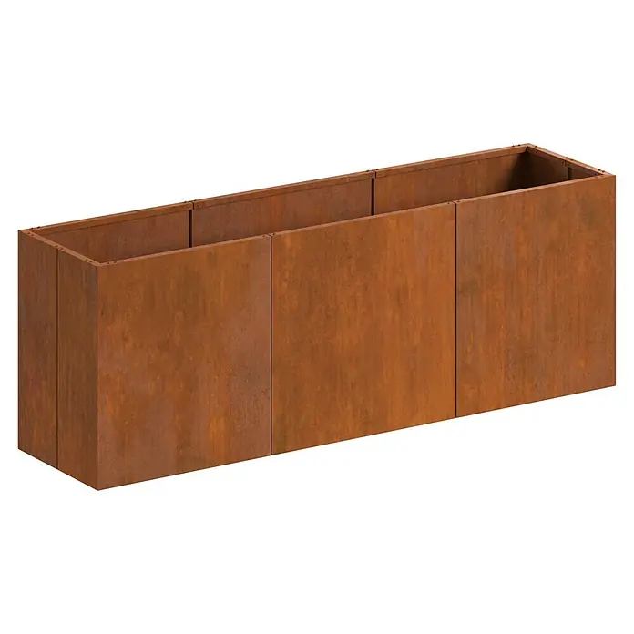 Palatino Hochbeet Urban - 200 x 50 x 70 cm, Stahl, Rostrot - Langes rechteckiges Pflanzgefäß aus Cortenstahl mit Rostoptik.