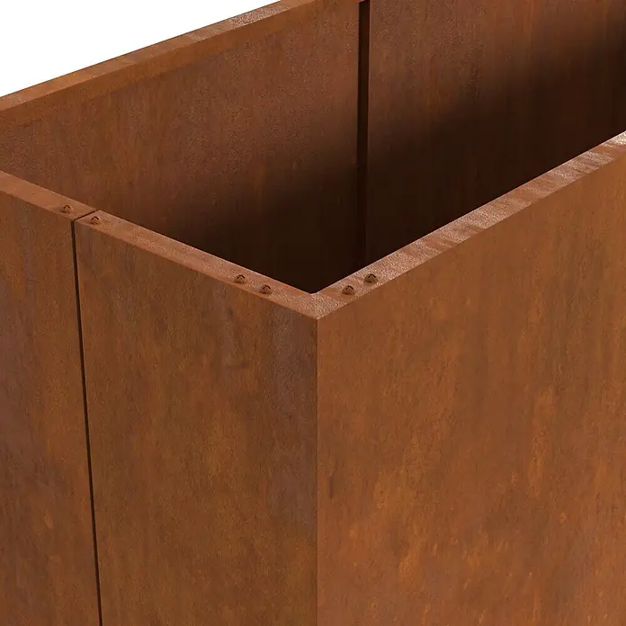 Palatino Hochbeet Urban - 200 x 50 x 70 cm, Stahl, Rostrot - Rechteckiger Pflanzkübel aus Cortenstahl mit rostiger Oberfläche und sichtbaren Nieten.