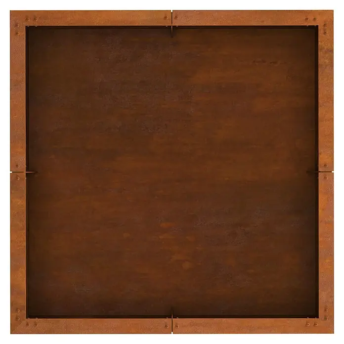 Palatino Hochbeet Urban Steps - 100 x 100 x 80 cm, Stahl, Rostrot - Rostbrauner Metallrahmen mit passender Mittelplatte und sichtbaren Befestigungen.