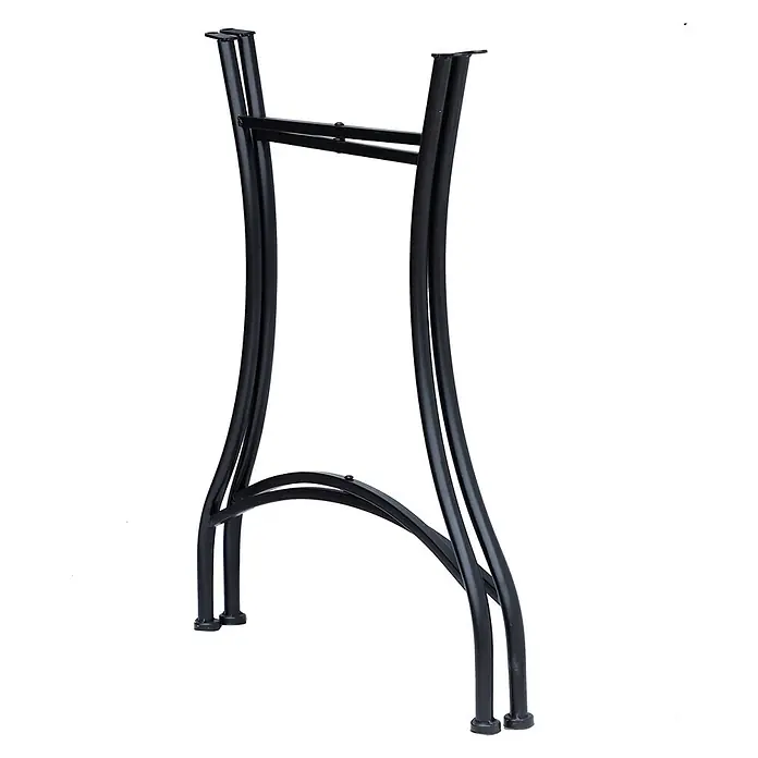 Outsunny Garten-Beistelltisch rund - Ø x H: 60 x 71 cm, Stahl, Keramik, Blau - Schwarzes Metall-Tischbein mit geschwungenem H-Design, geeignet zur Möbelunterstützung.