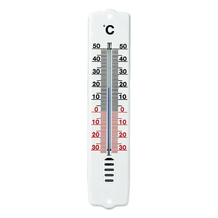 TFA Dostmann Termómetro - Analógico, L x An x Al: 0,9 x 4,4 x 20,7 cm, Blanco - Primer plano de un termómetro que muestra una lectura de temperatura de aproximadamente 22 grados Celsius.