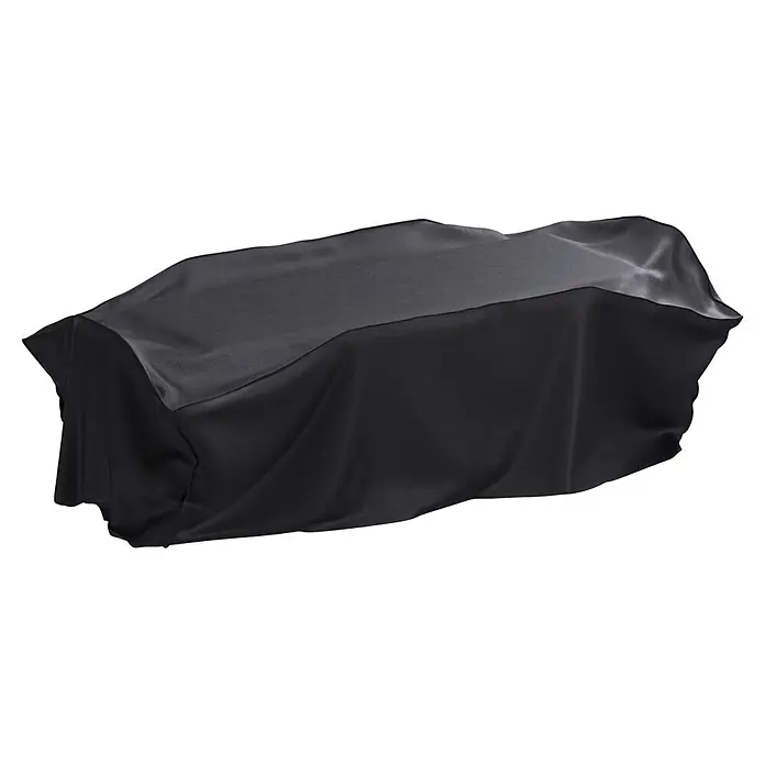 Sunfun Sitzgruppen-Schutzhülle L - L x B x H: 310 x 140 x 85 cm, Polyester, 160 g/m², Schwarz/Anthrazit - Schwarze Stoff-Schutzhülle über einem rechteckigen Objekt drapiert.
