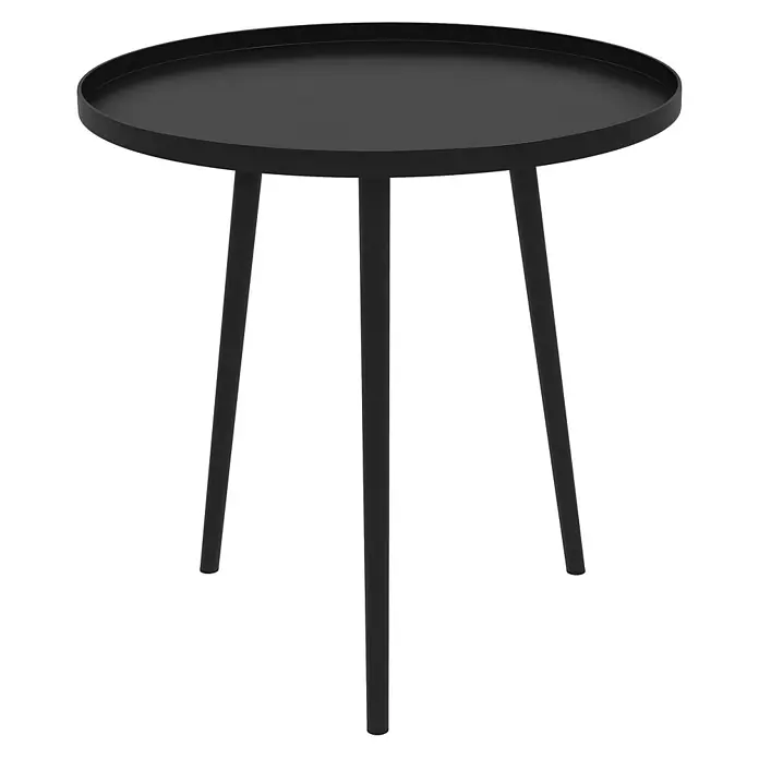 Outsunny Garten-Beistelltisch rund - Ø x H: 40 x 50 cm, Stahl, Schwarz - Schwarzer runder Beistelltisch mit erhöhtem Rand und drei Beinen.