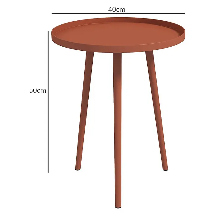 Outsunny Garten-Beistelltisch rund - Ø x H: 40 x 50 cm, Stahl, Rot - Runder rostfarbener Metall-Beistelltisch, 40cm Durchmesser, 50cm hoch.