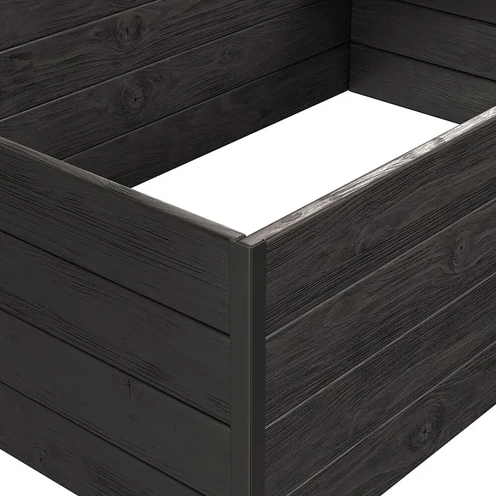 Upyard Hochbeet Gardenbox I-Box - 120 x 80 x 40 cm, Holz, Schwarz - Dunkelgraues, oben offenes Hochbeet aus Holz mit texturierten Brettern und sichtbarer Holzmaserung.