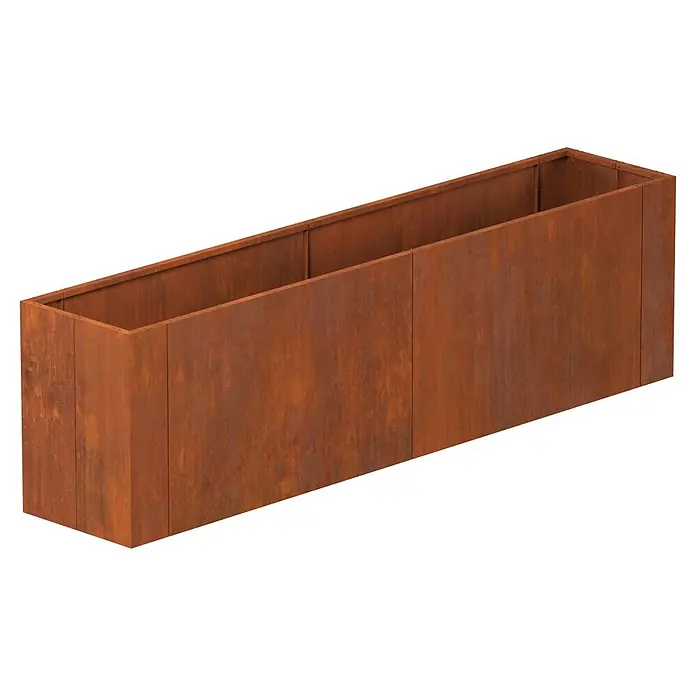 Palatino Hochbeet Urban - 250 x 50 x 70 cm, Stahl, Rostrot - Rechteckiger Pflanzkübel aus wetterfestem Cortenstahl mit rustikaler rostbrauner Oberfläche.
