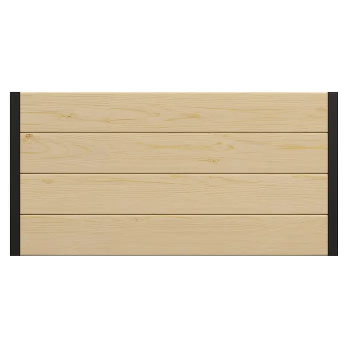 Upyard Hochbeet Gardenbox I-Box - 120 x 80 x 40 cm, Holz, Natur - Panel aus hellen, horizontalen Holzbrettern mit schwarzen vertikalen Rahmen.