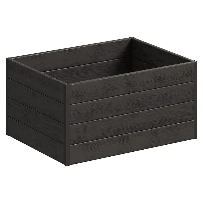Upyard Huerto I-Box - 80 x 60 x 40 cm, Madera, Negro - Jardinera de madera gris oscuro con veta texturizada y nudos visibles.