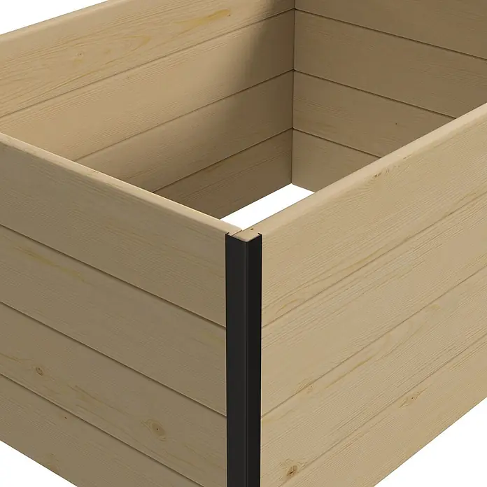 Upyard Hochbeet Gardenbox I-Box - 80 x 60 x 40 cm, Holz, Natur - Helles Hochbeet aus Naturholz mit schwarzen Eckverbindern.