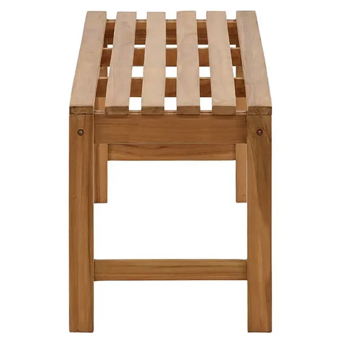 Ebuy24 Gartenbank Kenya - B x T x H: 150 x 150 x 45 cm, Teak, Holz - Natürliche Holzlattenbank, ideal für Bad oder Außenbereich.