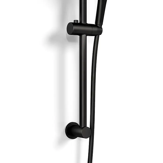 LOMAZOO Duschsystem LMZ-SORIN - Anzahl Strahlarten: 3 Stk., Matt - Mattschwarze Duschstange mit verstellbarem Halter und flexiblem Schlauch.