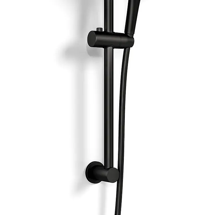 LOMAZOO Duschsystem LMZ-ZAYRO - Matt - Mattschwarze Duschstange mit Brauseschlauch.