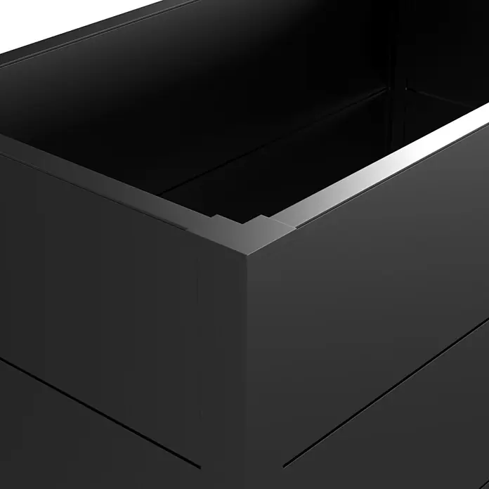 Metzler Hochbeet - 100 x 55 x 77 cm, Stahl, Anthrazit - Leerer, dunkelgrauer, rechteckiger Kasten mit glänzender Oberkante.