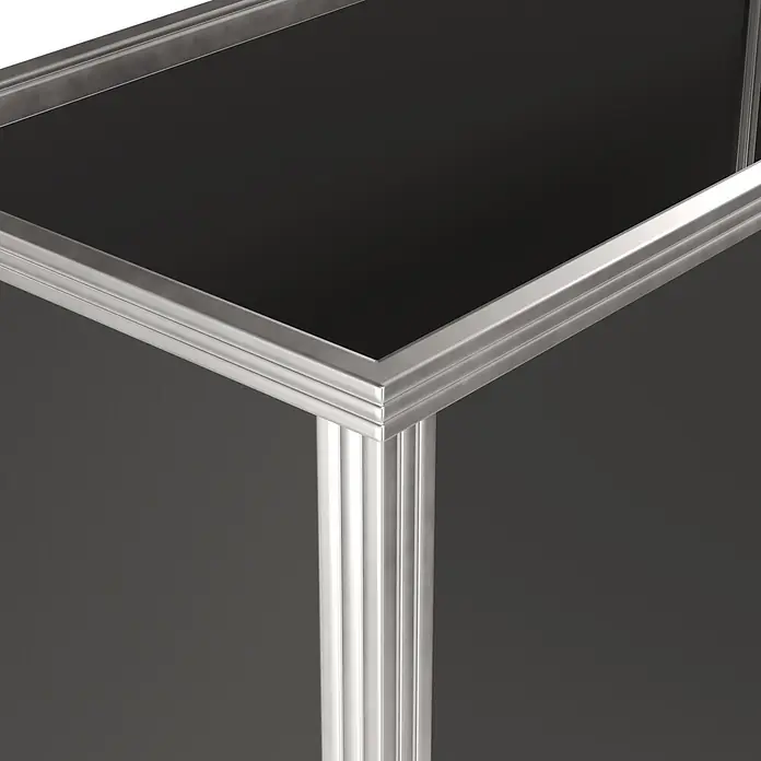 KGT Hochbeet - 2,05 x 0,45 x 0,77 m, Aluminium, Silber - Moderner Präsentationsständer mit schwarzer Platte und silberner, kannelierter Säule.