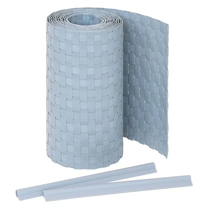 Jardinion Sichtschutzelement 250cm Sichtschutzstreifen 19cm x 2,4mm inkl. Klemmschienen Hellgrau - B x H: 24 x 19 cm, Kunststoff, Silber - Hellblaue gewebte Kunststoff-Sichtschutzrolle mit zwei passenden Befestigungsleisten.