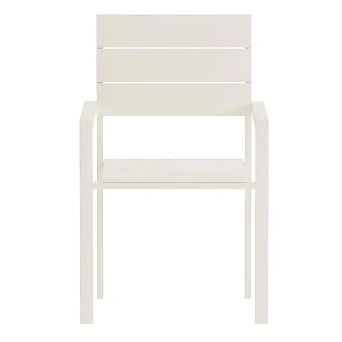 Ebuy24 Gartenstuhl Levels 2er-Set - Aluminium, Beige, B x T x H: 58 x 60 x 90 cm - Weißer Stuhl mit Lamellenrücken und Armlehnen.