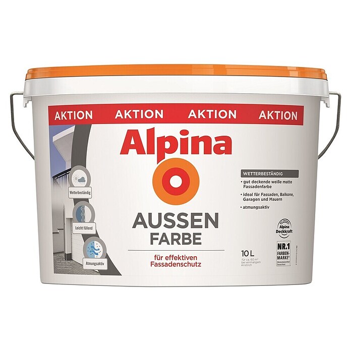 Alpina Fassadenfarbe (Weiß, 10 l, Matt) | BAUHAUS
