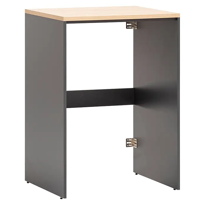 Schildmeyer Waschmaschinenschrank Solea - Anthrazit - Graues U-förmiges Tischgestell mit heller Holzplatte, zeigt Montagebügel.