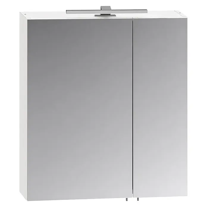 Schildmeyer LED-Spiegelschrank Sasso - B x H: 600 x 748 mm, Mattweiß - Weißer Spiegelschrank mit zwei Türen und integrierter LED-Leuchte.