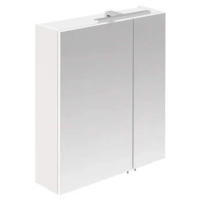 Schildmeyer LED-Spiegelschrank Sasso - B x H: 600 x 748 mm, Mattweiß - Weißer Spiegelschrank mit zwei Spiegeltüren und integrierter LED-Beleuchtung oben.
