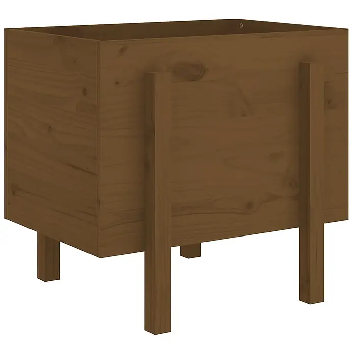 Furnicato Hochbeet - 50 x 62 x 57 cm, Holz, Honigbraune Kiefer - Brauner quadratischer Holz-Pflanzkasten mit kurzen Beinen.