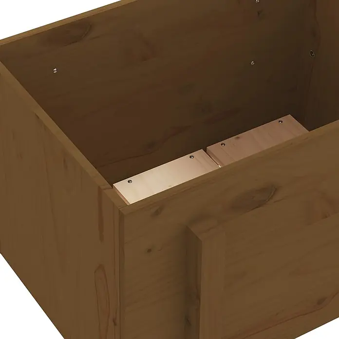 Furnicato Hochbeet - 50 x 62 x 57 cm, Holz, Honigbraune Kiefer - Braune Massivholz-Aufbewahrungsbox aus Kiefer, innen mit hellen Bodenbrettern.