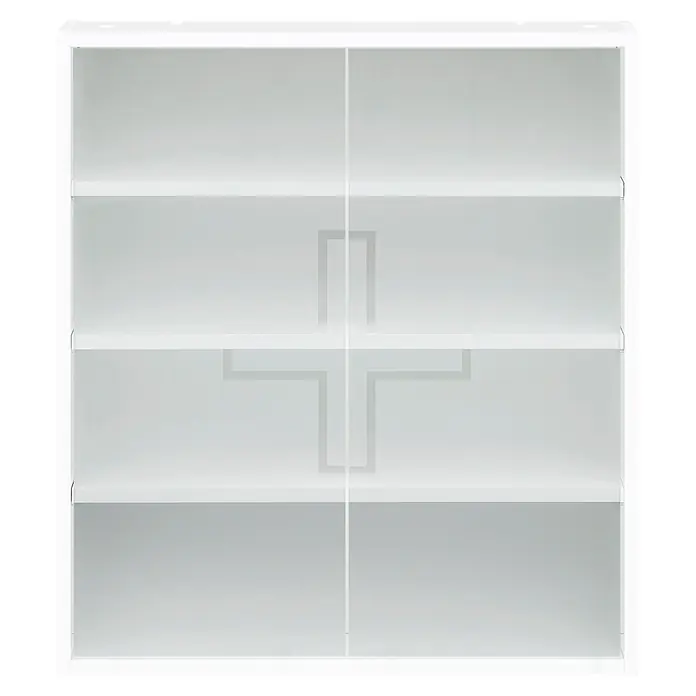 Schildmeyer Bjarne Medizinschrank - B x H: 64,2 x 71,4 cm, Holz, Mattweiß - Weißer Medizinschrank mit vier Regalböden und Milchglas-Türen.