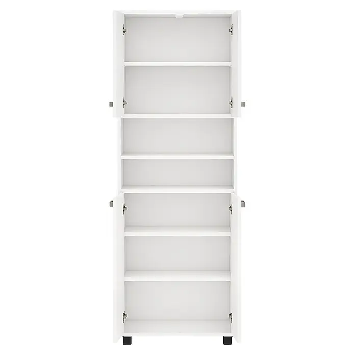 Schildmeyer Hochschrank Adana - B x T x H: 598 x 326 x 1.809 mm, Mattweiß/Weiß glanz - Weißer Hochschrank mit offenen Türen und mehreren Einlegeböden.