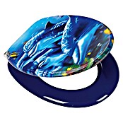 Poseidon Toiletzitting Sea Life 3D (Softclose, MDF, Afneembaar, Blauw)