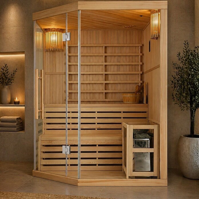 Sanotechnik Massivholzsauna Tallinn (L x B x H: 150 x 150 x 200 cm, 6 kW) | BAUHAUS