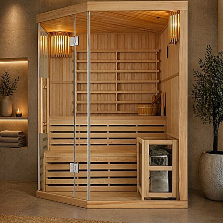 Sanotechnik Massivholzsauna Tallinn (L x B x H: 150 x 150 x 200 cm, 6 kW)