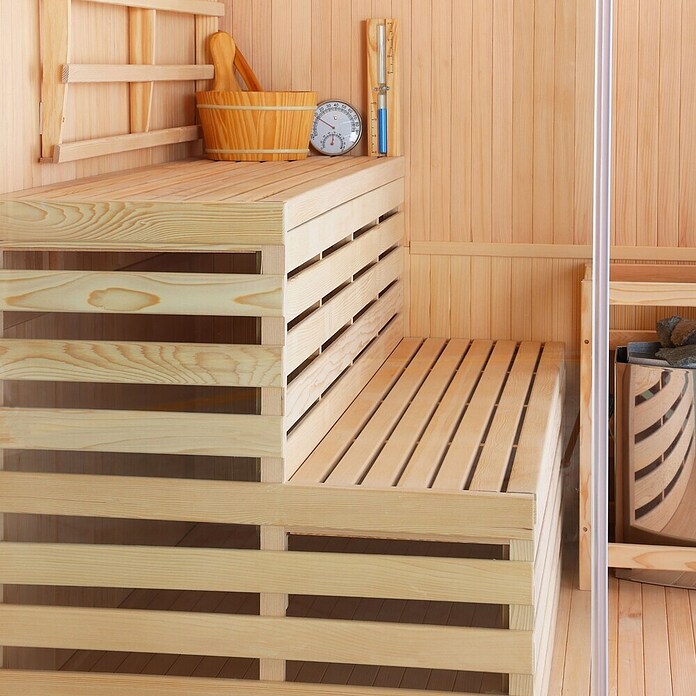 Sanotechnik Massivholzsauna Tallinn (L x B x H: 150 x 150 x 200 cm, 6 kW) | BAUHAUS