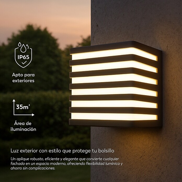 Garza Aplique exterior LED Vito (9 W, 10,4 x 11,2 x 11,2 cm, Negro, IP65) | BAUHAUS