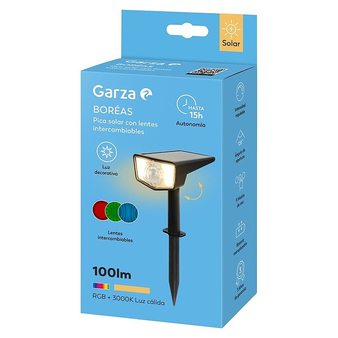 Garza Estaca solar Boreas (L x An x Al: 10 x 16 x 30 cm, Negro, IP65, 100 lm) | BAUHAUS