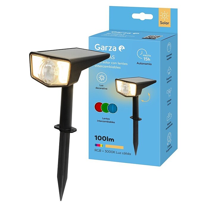 Garza Estaca solar Boreas (L x An x Al: 10 x 16 x 30 cm, Negro, IP65, 100 lm) | BAUHAUS