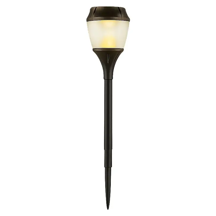 Garza Estaca solar Fenix - 43,5 cm, Negro, IP44, 2 lm - Lámpara solar de jardín negra alta con difusor blanco esmerilado y estaca de tierra.