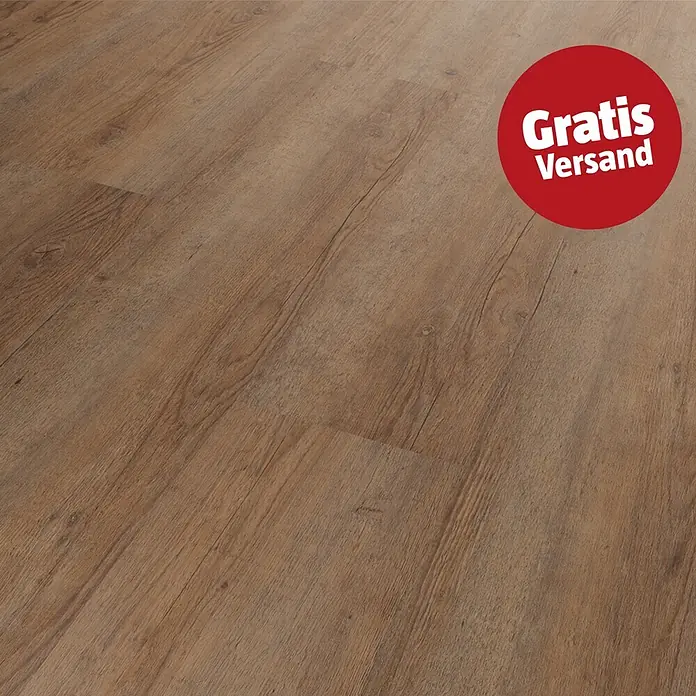 b!design Vinylboden Rigid SPC - Tundra Pinie, Sonstige, 1.220 x 181 x 3,8 mm - Brauner Bodenbelag in Holzoptik mit sichtbarer Maserung und Textur.