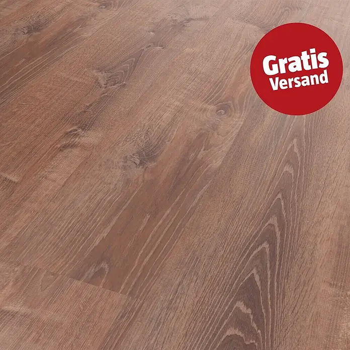 Star Clic Vinylboden More+ - Smoky Oak Natural, Landhausdiele, 1.210 x 220 x 5 mm - Brauner Laminatboden in Holzoptik mit sichtbarer Maserung.