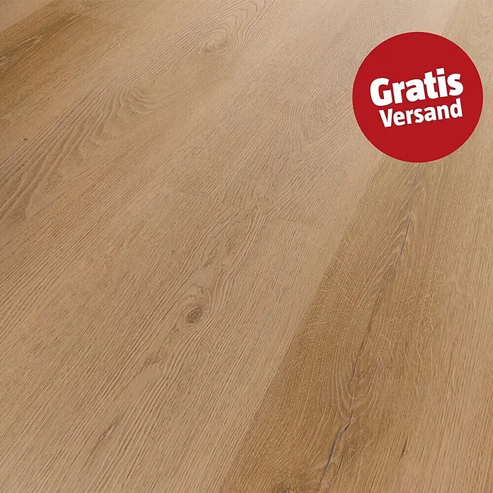 b!design Vinylboden SPC Silent - Providence, Landhausdiele, 1.220 x 230 x 4,8 mm - Hellbrauner Laminatboden mit natürlicher Holzmaserung.