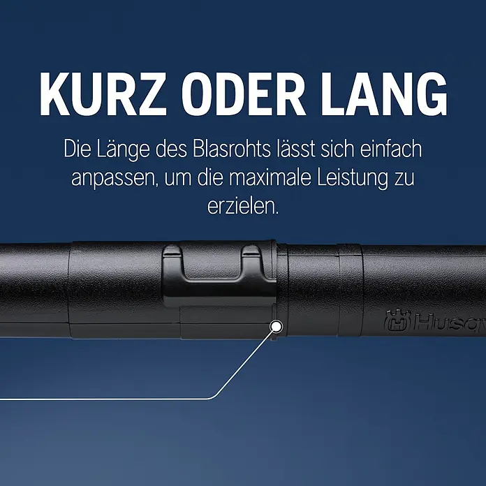 Husqvarna Benzin-Laubbläser 125B - Blasgeschwindigkeit: 200 km/h - Schwarzes, strukturiertes Blasrohr mit verstellbarer Länge für maximale Leistung.
