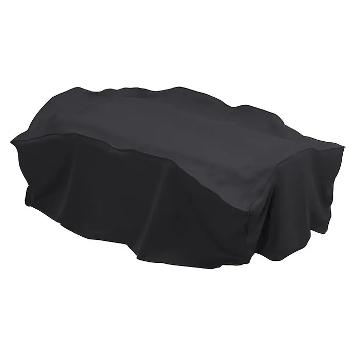 Sunfun Sitzgruppen-Schutzhülle M - L x B x H: 250 x 140 x 85 cm, Polyester, 160 g/m², Schwarz/Anthrazit - Strukturiertes schwarzes Tuch über einem rechteckigen Gegenstand drapiert, mit weichen Falten.
