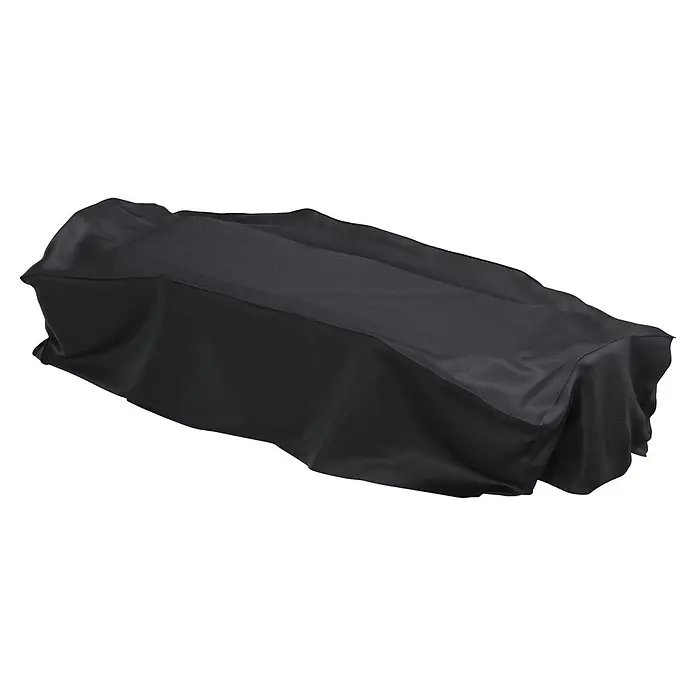 Sunfun Sitzgruppen-Schutzhülle XL - L x B x H: 380 x 140 x 85 cm, Polyester, 160 g/m², Schwarz/Anthrazit - Schwarzer Stoff über einem rechteckigen Objekt drapiert.