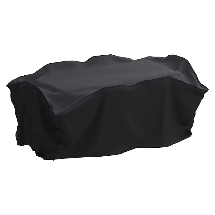 Sunfun Sitzgruppen-Schutzhülle M - L x B x H: 250 x 140 x 85 cm, Polyester, 160 g/m², Schwarz/Anthrazit - Dunkelgraue Stoffabdeckung über einem rechteckigen Objekt drapiert.