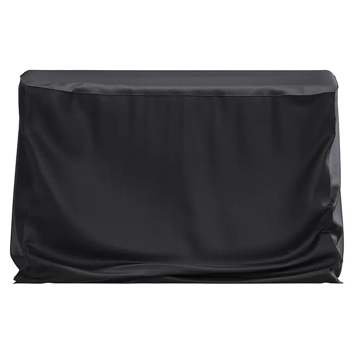 Sunfun Hollywoodschaukel-Schutzhülle - L x B x H: 240 x 140 x 170 cm, Polyester, 160 g/m², Schwarz - Schwarze Stoffabdeckung über einem rechteckigen Tisch oder Möbelstück drapiert.