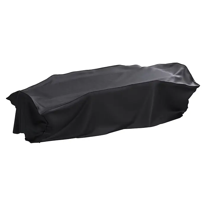 Sunfun Sitzgruppen-Schutzhülle XL - L x B x H: 380 x 140 x 85 cm, Polyester, 160 g/m², Schwarz/Anthrazit - Glatte schwarze Stoffabdeckung über einem rechteckigen Objekt drapiert.