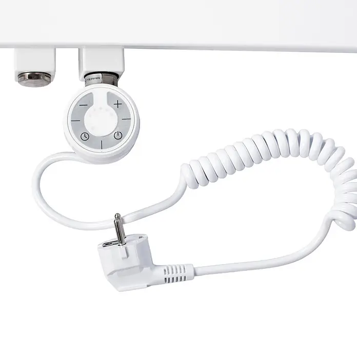 Interpromo Elektro-Badheizkörper Ignis 60x180cm - Weiß 1000 W inkl. Heizstab - B x H: 60 x 180 cm - Weißer elektrischer Handtuchwärmer-Heizstab mit digitalem Regler, Spiralkabel und Eurostecker.