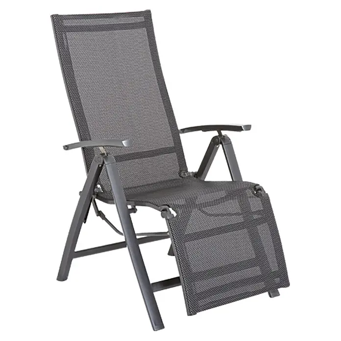 Sunfun Maja Garten-Liegestuhl - Aluminium, Textil, Rückenlehne verstellbar, Anthrazit, B x T x H: 61 x 69 x 111 cm - Grauer Relaxsessel mit verstellbarer Fußstütze. Perfekt für den Garten oder die Terrasse, um entspannt die Sonne zu genießen.