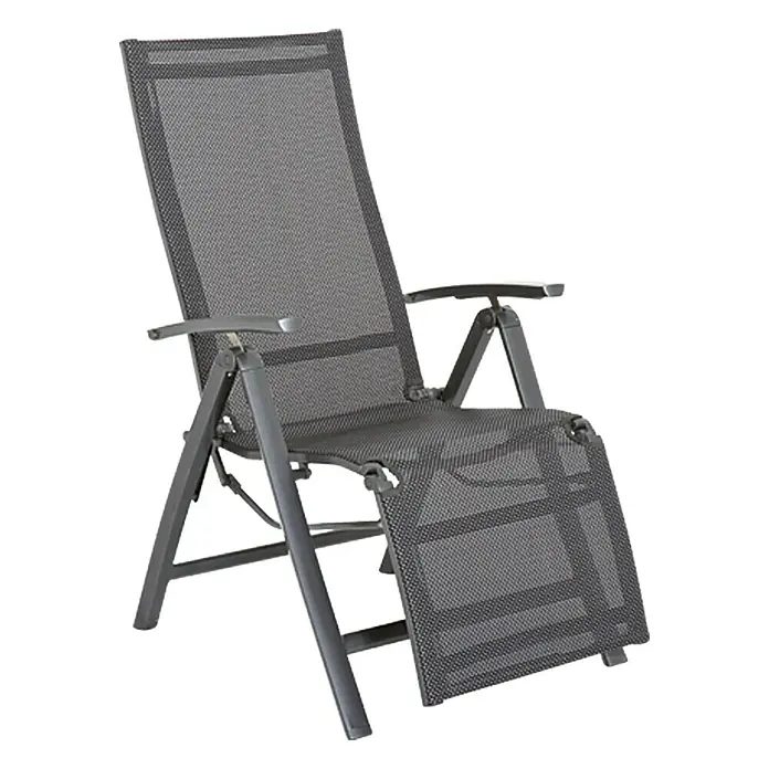 Sunfun Maja Garten-Liegestuhl - Aluminium, Textil, Rückenlehne verstellbar, Anthrazit, B x T x H: 61 x 69 x 111 cm - Grauer Relaxsessel mit verstellbarer Fußstütze. Perfekt für den Garten oder die Terrasse, um entspannt die Sonne zu genießen.