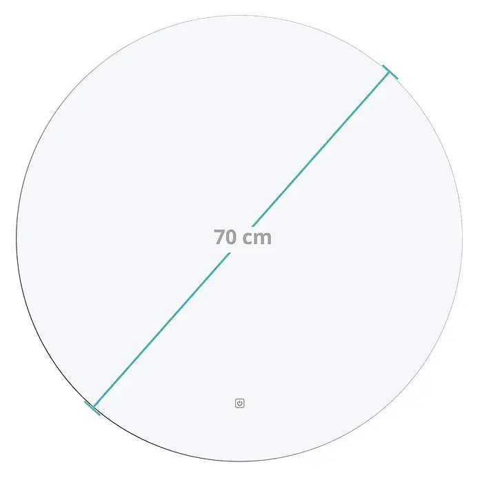 LOMAZOO Lichtspiegel LMZ-ATLANTA - Durchmesser: 70 cm, Glänzend weiß - Runder Spiegel, 70 cm Durchmesser, mit Einschaltsymbol.